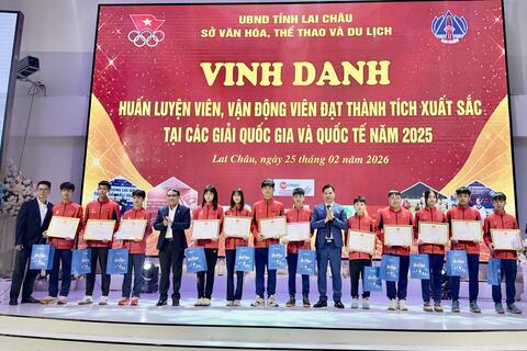 Vinh danh các huấn luyện viên, vận động viên tiêu biểu tỉnh Lai Châu đạt thành tích xuất sắc tại các giải quốc gia và quốc tế